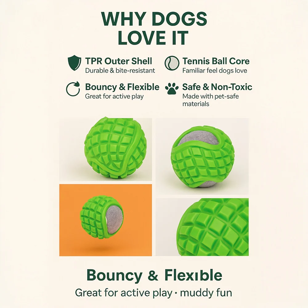 Talking Dog Club TRP Bounce Ball with Tennis Ball Toy for Dogs (Green) - Image 4