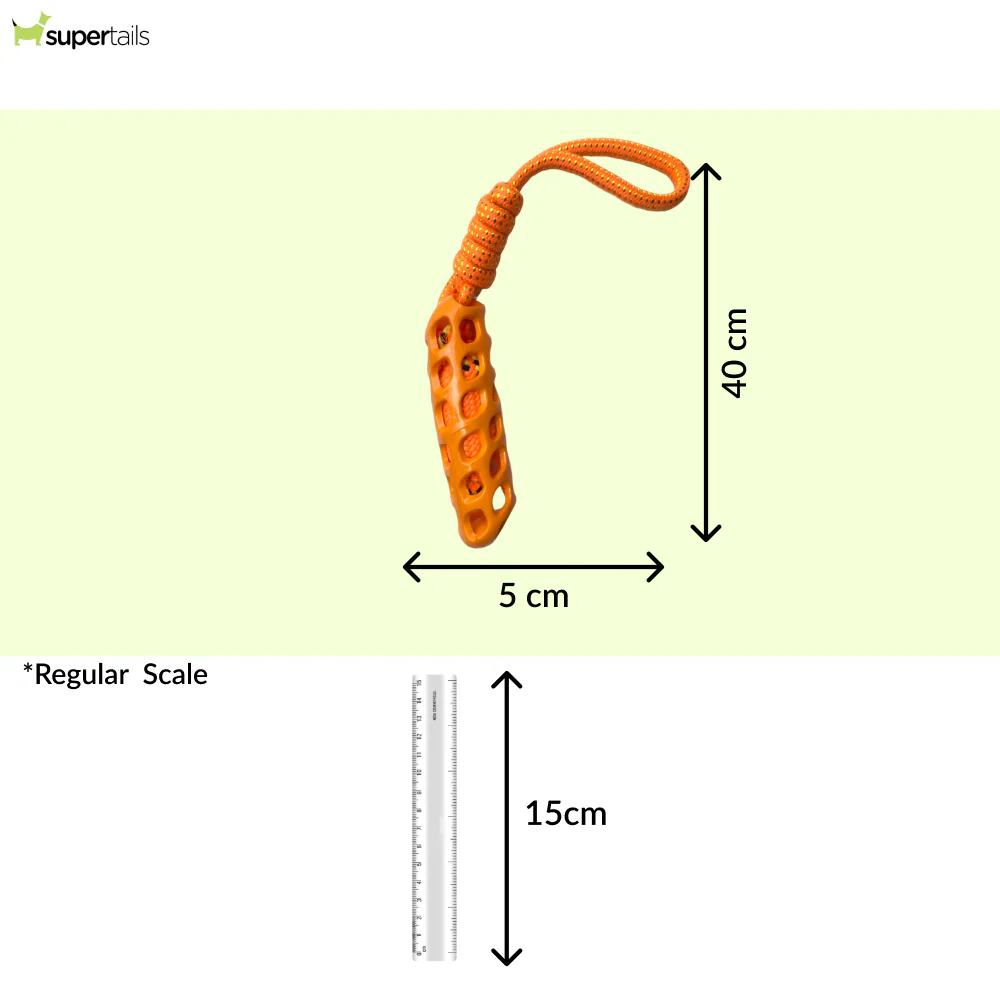 Talking Dog Club Tug and Pull Squeaky Rope Toy for Dogs (Orange) - Image 2