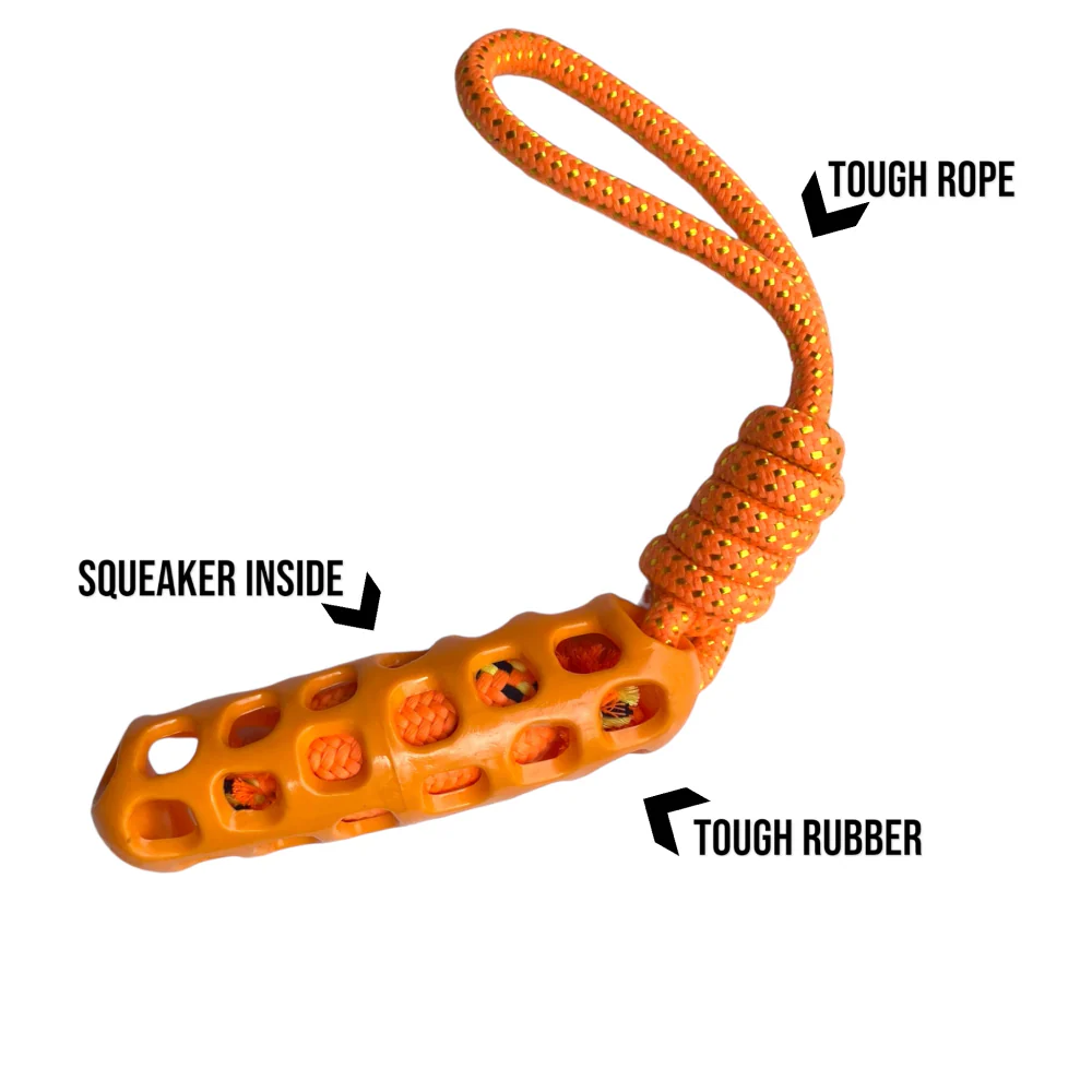 Talking Dog Club Tug and Pull Squeaky Rope Toy for Dogs (Orange) - Image 3