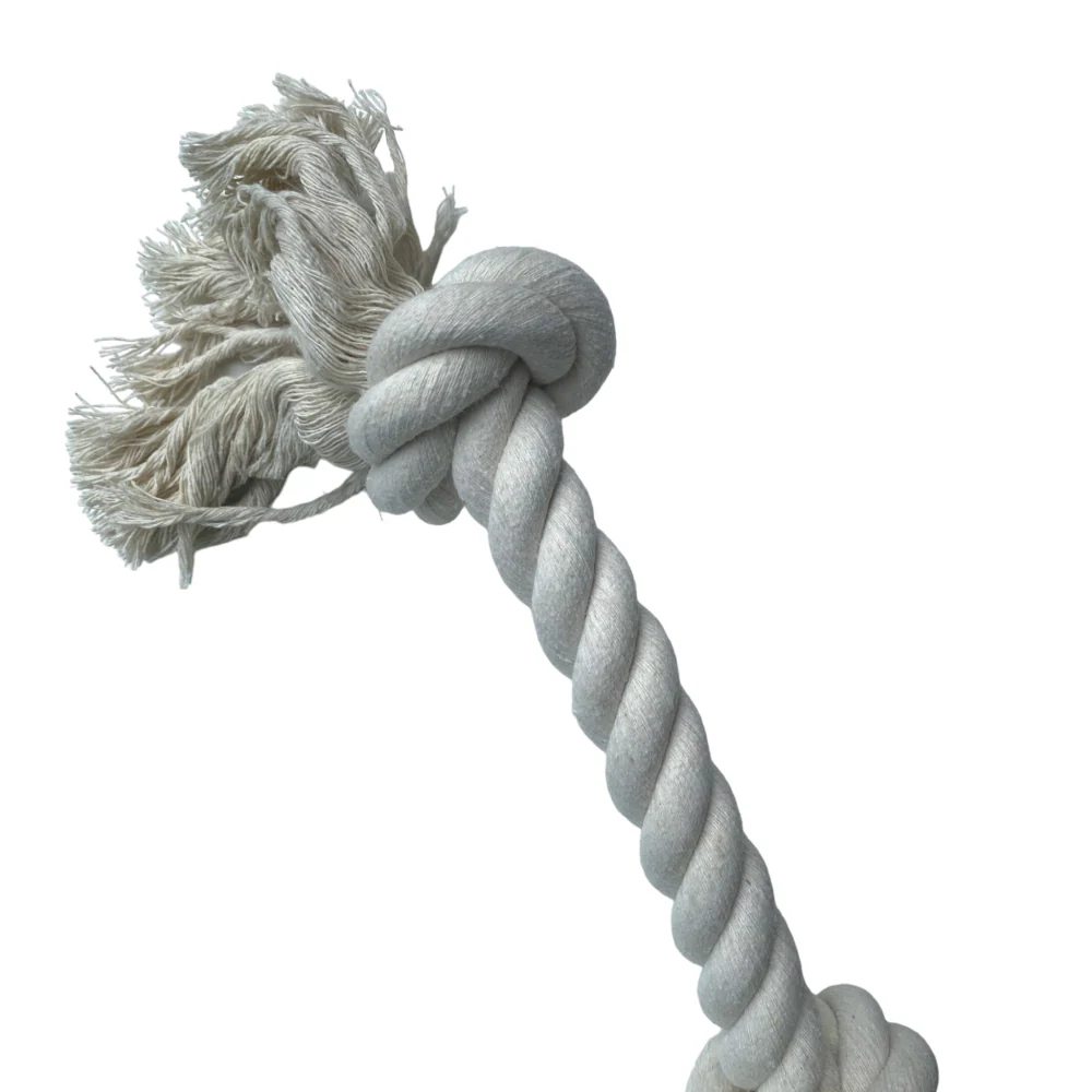 Talking Dog Club Extra Large Tug Ball and Rope Toy for Dogs (White/Brown) - Image 5