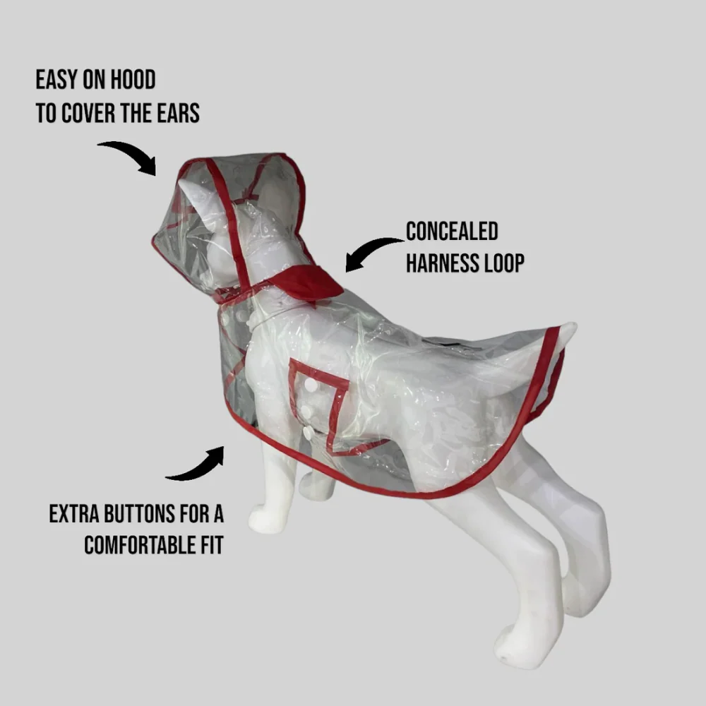 Talking Dog Club Waterproof Raincoat for Dogs (Red) - Image 4