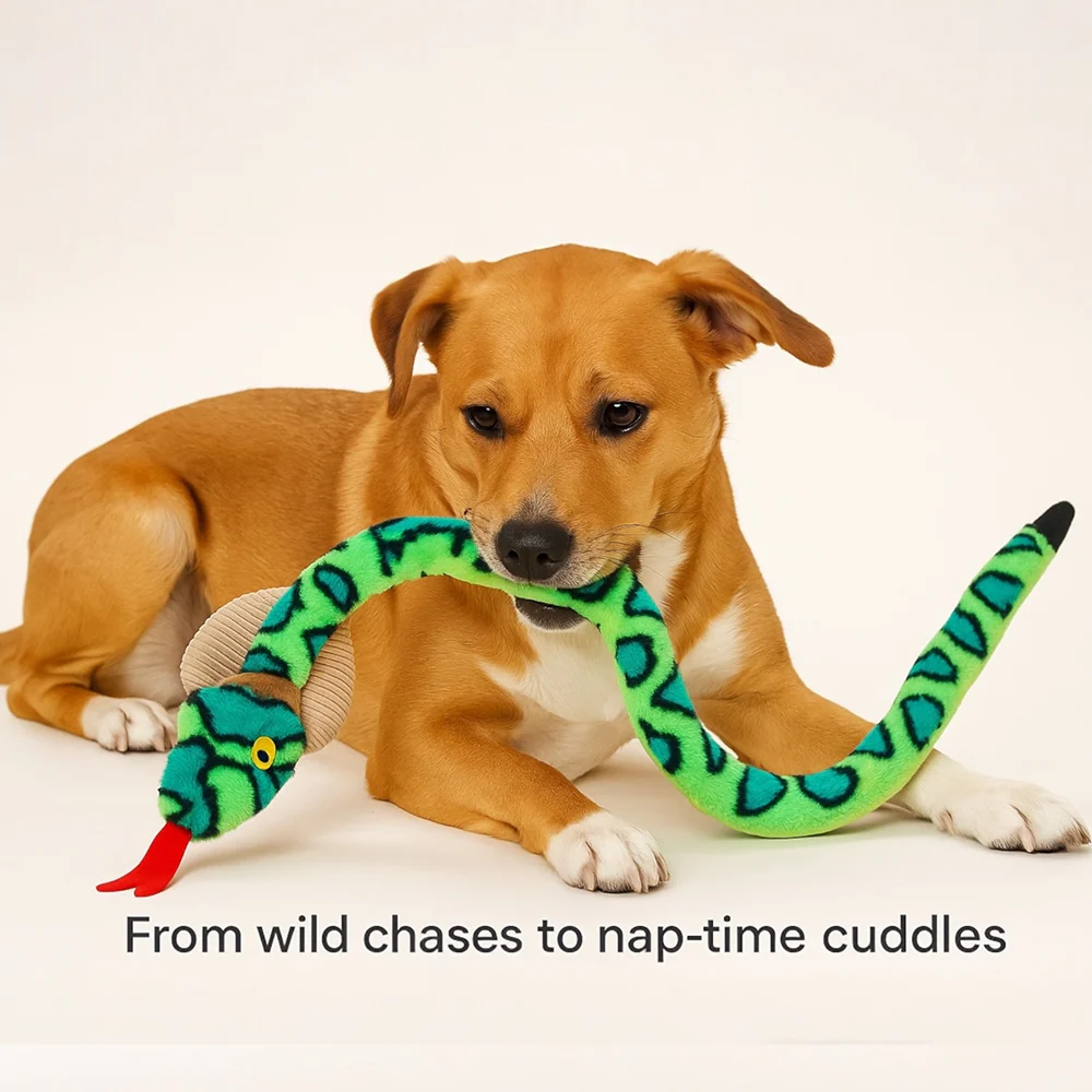 Talking Dog Club XL Cobra Rattle Plush Toy for Dogs (Green) - Image 5
