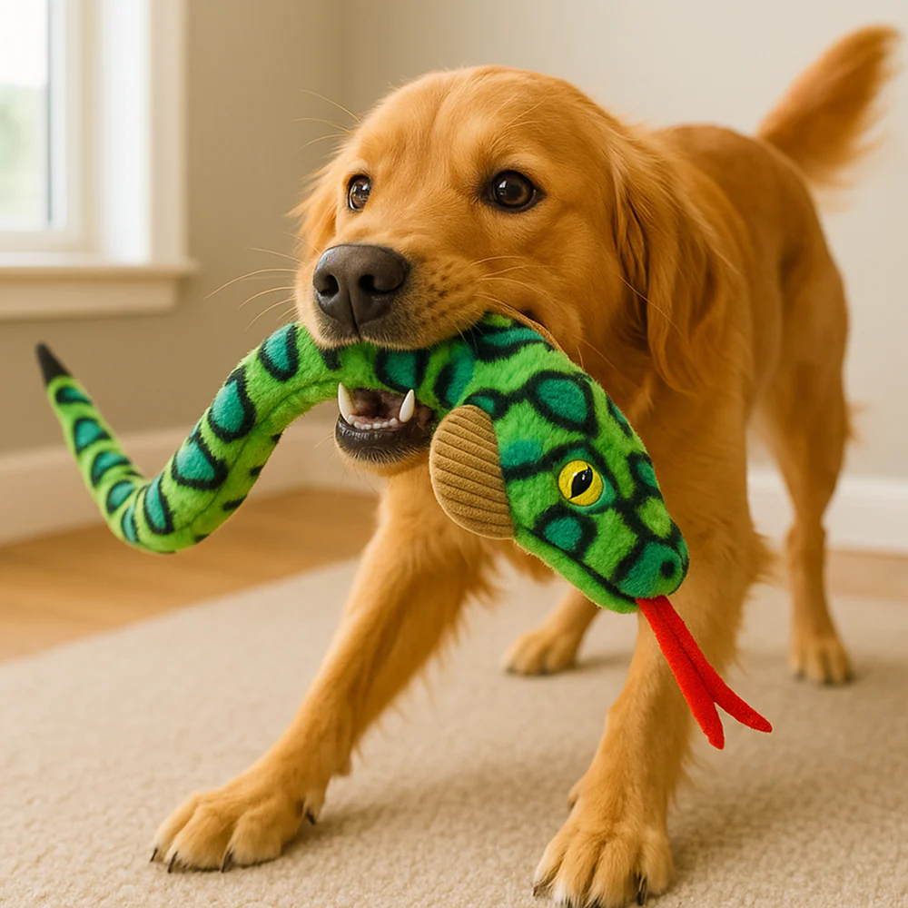 Talking Dog Club XL Cobra Rattle Plush Toy for Dogs (Green) - Image 7
