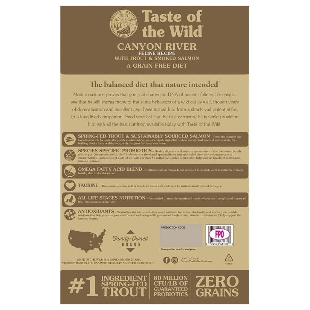 Taste of the Wild Canyon River Feline Recipe with Trout & Smoked Salmon Cat Dry Food | Grain Free Formula - Image 3