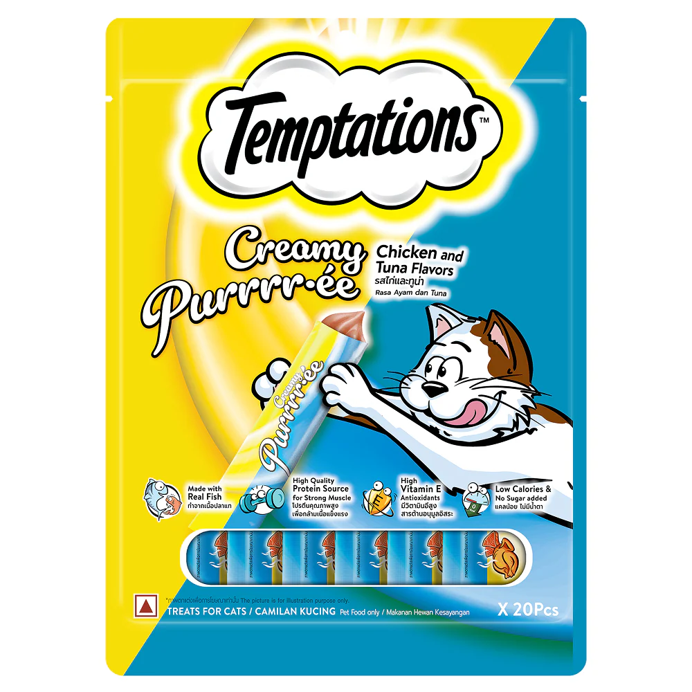 Temptations Creamy Purrrr ee Chicken & Tuna Cat Treats - Image 15