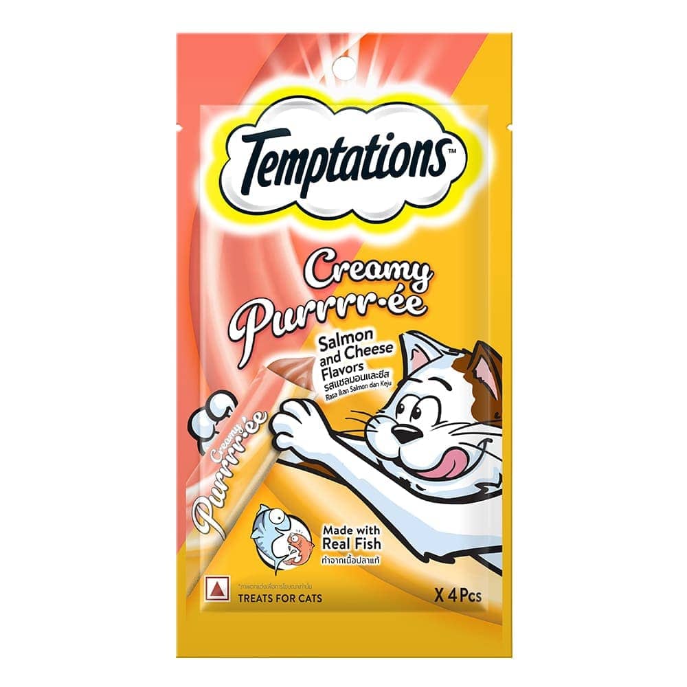 Temptations Creamy Purrrr ee Salmon & Cheese and Creamy Purrrr ee Chicken & Tuna Cat Treats Combo - Image 2
