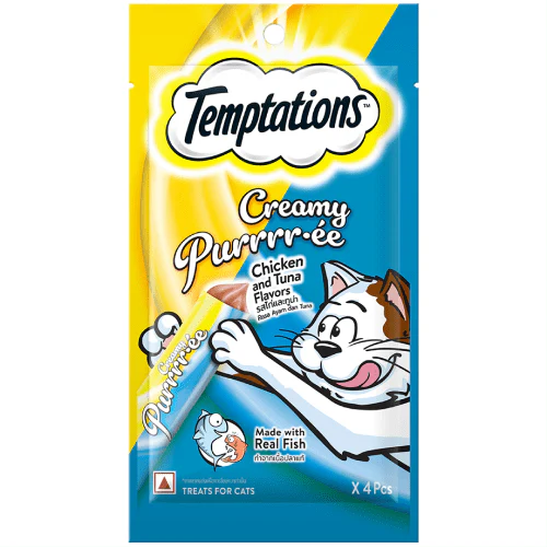 Temptations Creamy Purrrr ee Salmon & Cheese and Creamy Purrrr ee Chicken & Tuna Cat Treats Combo - Image 5