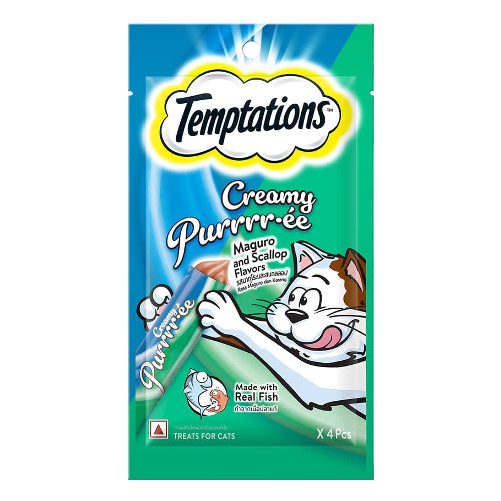 Temptations Creamy Purrrr ee Salmon & Cheese and Creamy Purrrr ee Maguro & Scallop Cat Treats Combo - Image 6