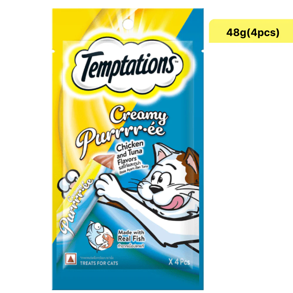 Temptations Seafood Medley Flavour, Tempting Tuna Flavour and Creamy Purrrr ee Chicken & Tuna Cat Treats Combo - Image 9