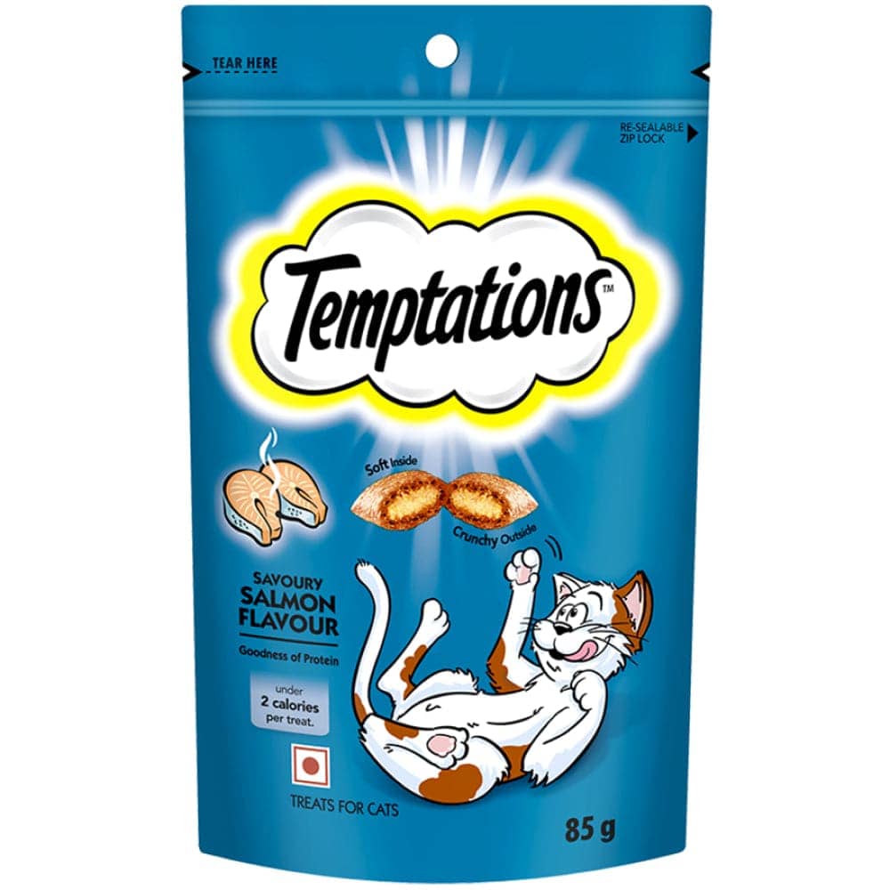 Temptations Tasty Chicken and Savoury Salmon Flavour Cat Treats Combo - Image 3