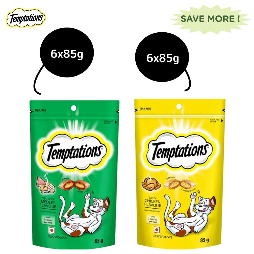 Temptations Tasty Chicken and Seafood Medley Flavour Cat Treats Combo - Image 10