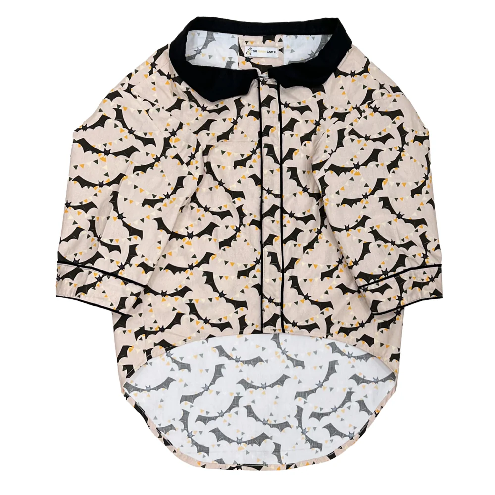 The Papaw Cartel Bat And Bunting Shirt With Bat Wing Collar for Dogs (Peach) - Image 3