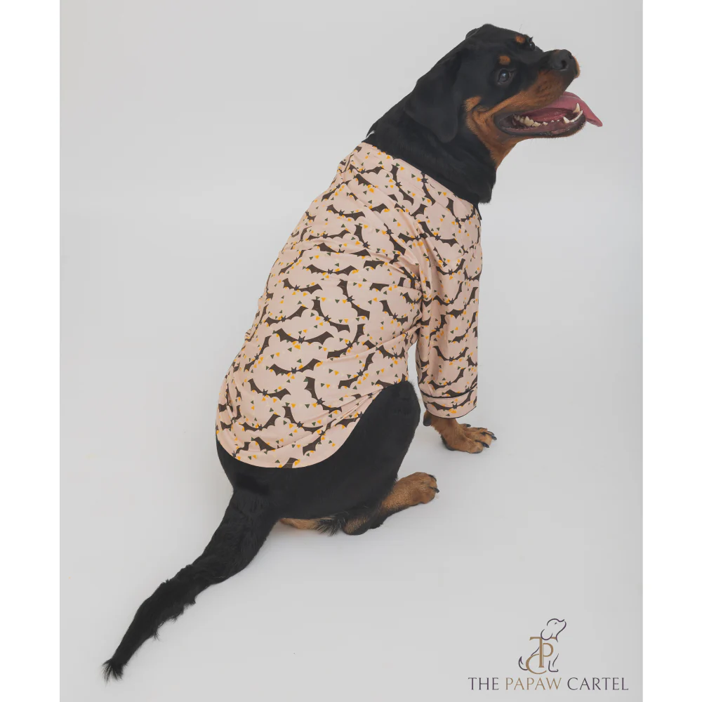 The Papaw Cartel Bat And Bunting Shirt With Bat Wing Collar for Dogs (Peach) - Image 5