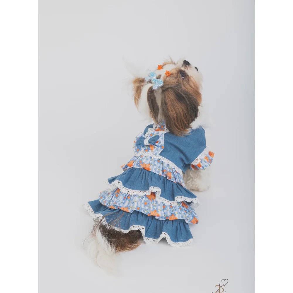 The Papaw Cartel Denim Floral Skirt Dress for Dogs (Blue) - Image 4