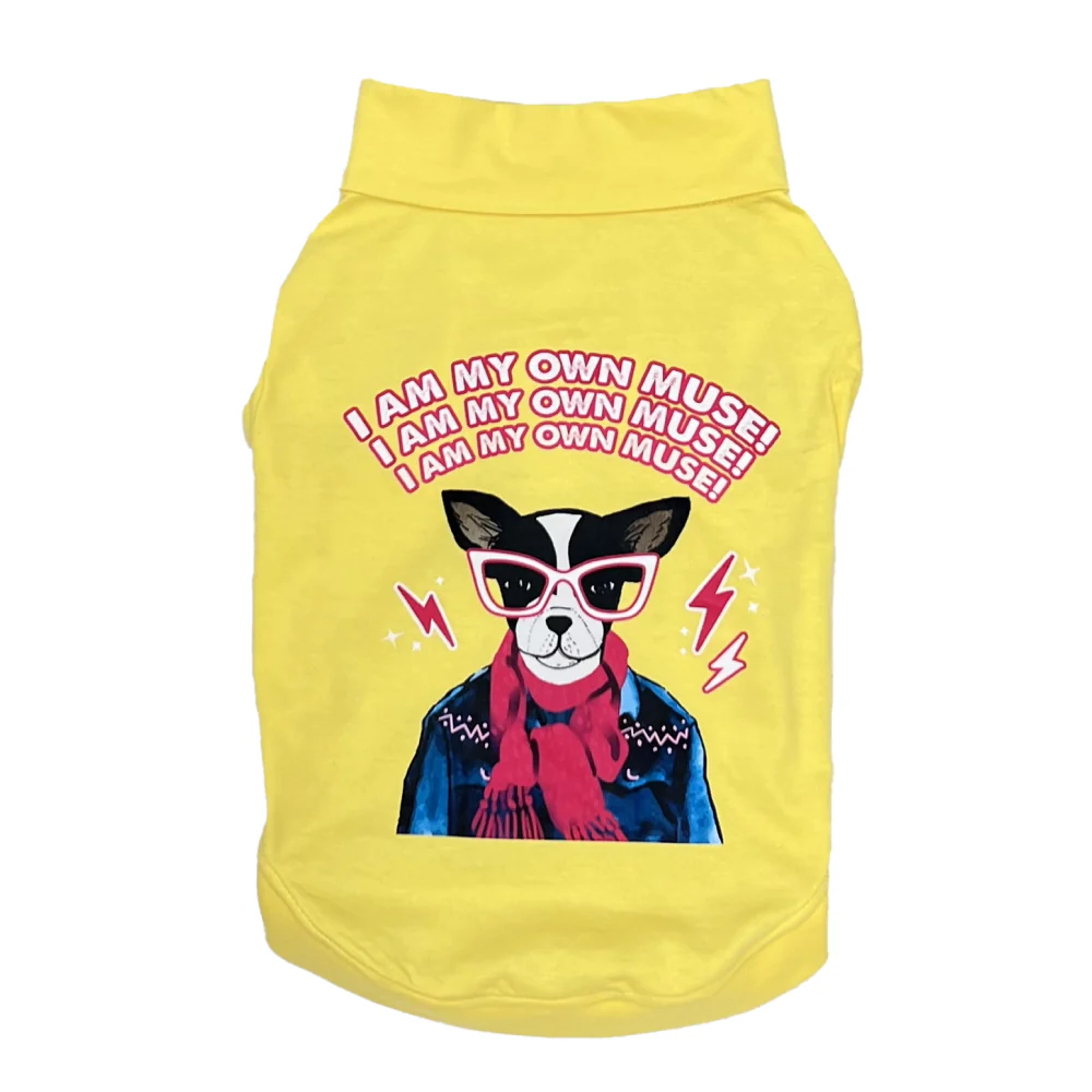 The Papaw Cartel I AM My Own Muse Turtle Neck Tshirt for Dogs (Yellow) - Image 3