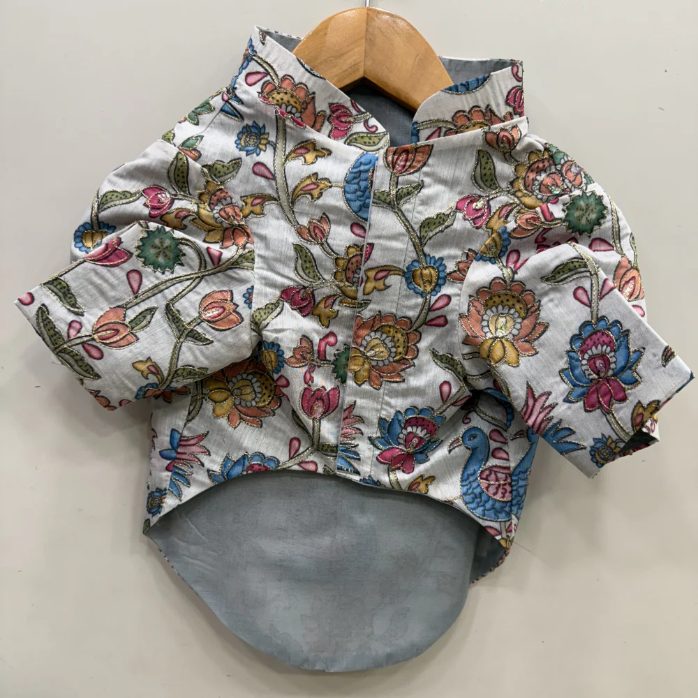 The Papaw Cartel Kalamkari Print Classic Kurta with Zari for Dogs & Cats - Image 5