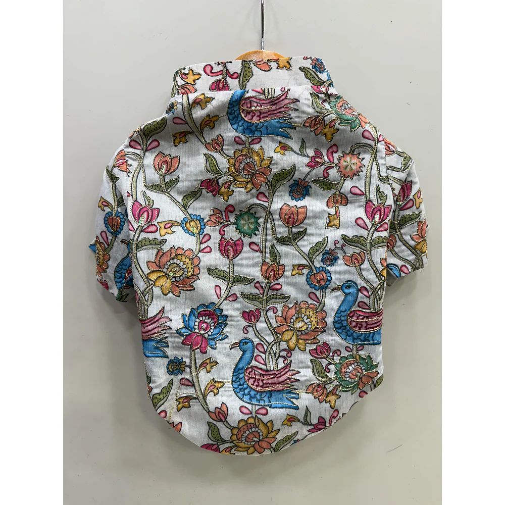 The Papaw Cartel Kalamkari Print Classic Kurta with Zari for Dogs & Cats - Image 6