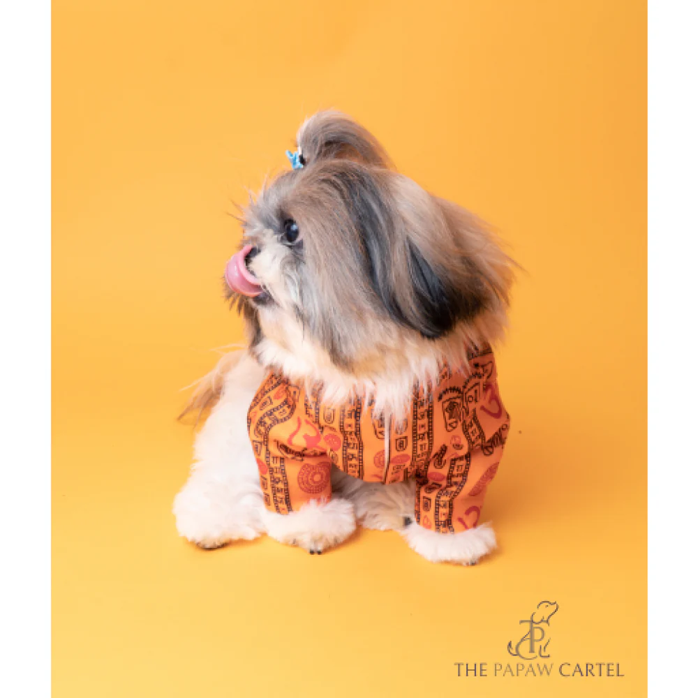 The Papaw Cartel Om Cotton Kurta For Dogs (Orange) - Image 3