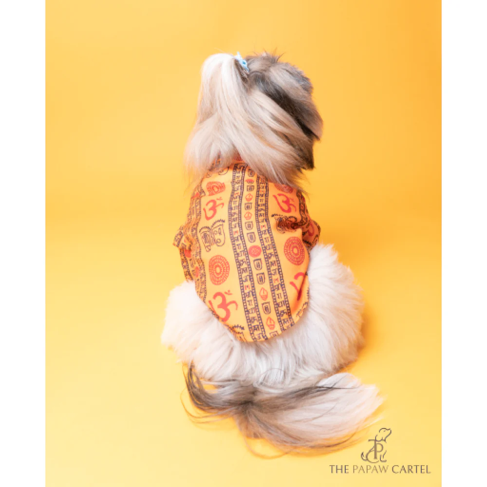 The Papaw Cartel Om Cotton Kurta For Dogs (Orange) - Image 4