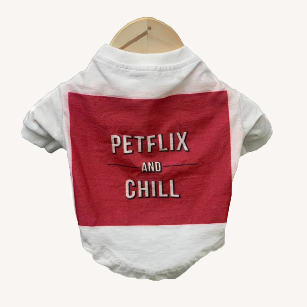 The Papaw Cartel Petflix and Chill Tshirt for Dogs (White) - Image 4