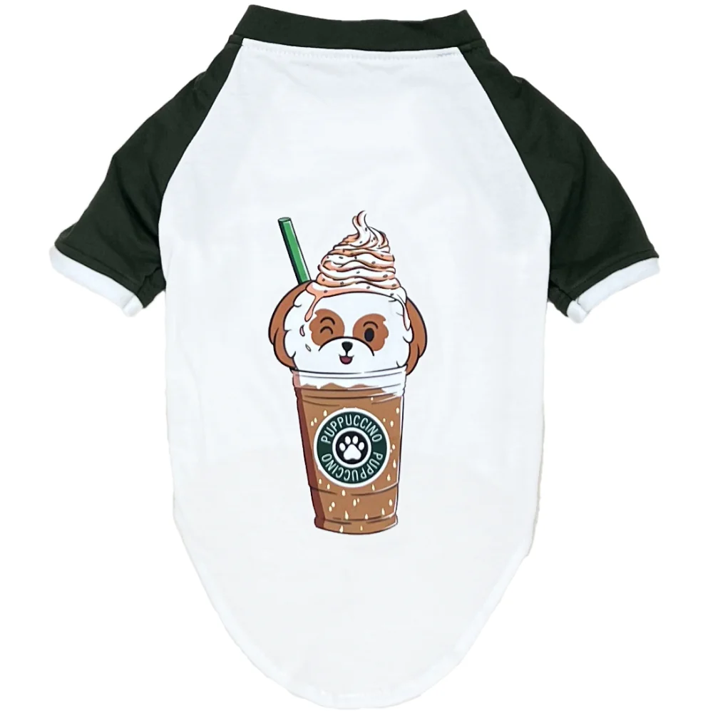 The Papaw Cartel Puppacino Dog Tshirt for Dogs (White/Olive/Green) - Image 4