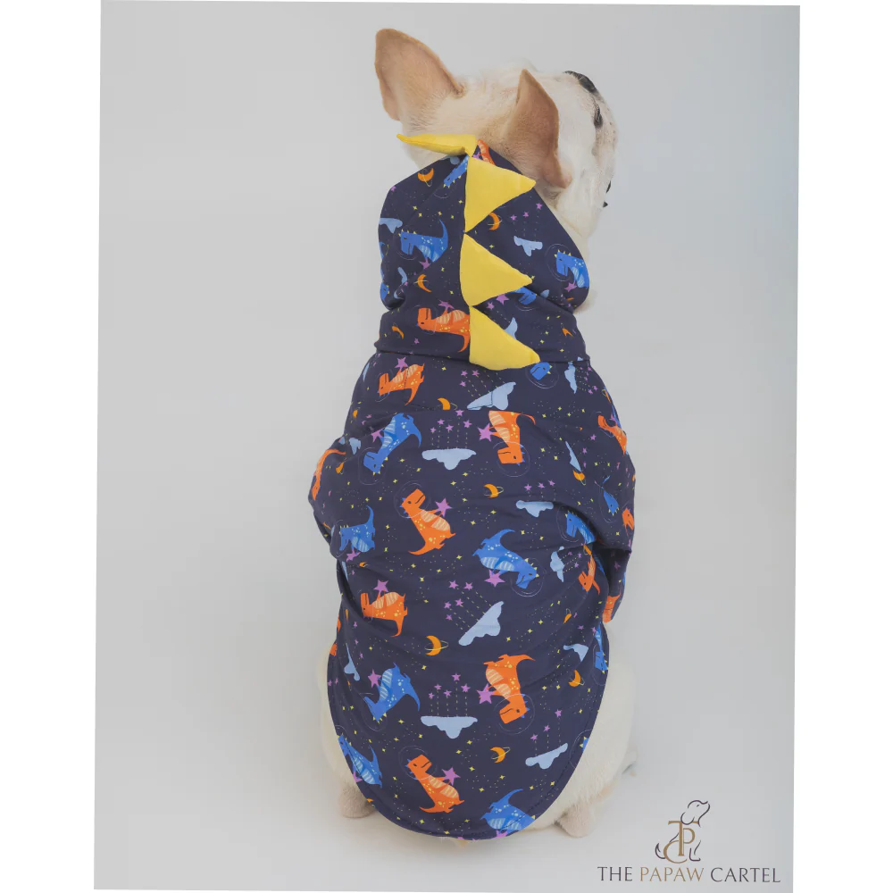 The Papaw Cartel Space Dino With Spike Hoodie Shirt for Dogs (Blue) - Image 5