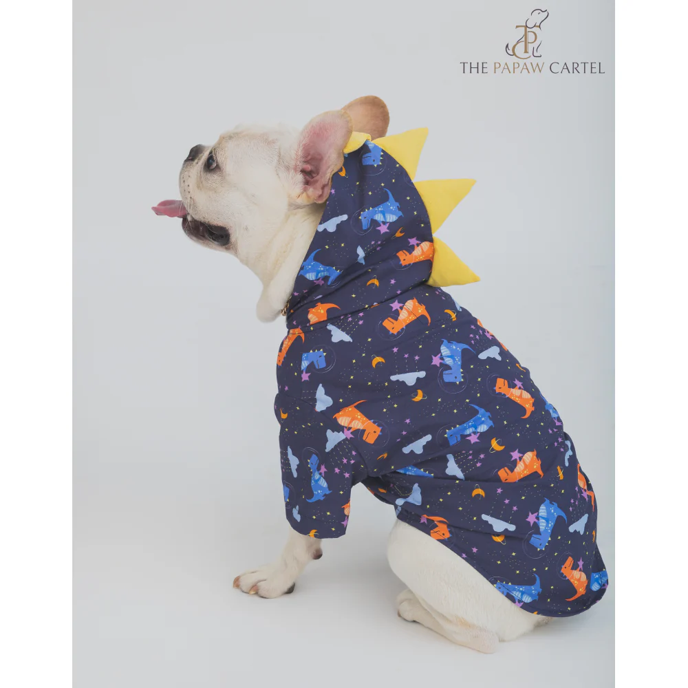 The Papaw Cartel Space Dino With Spike Hoodie Shirt for Dogs (Blue) - Image 7