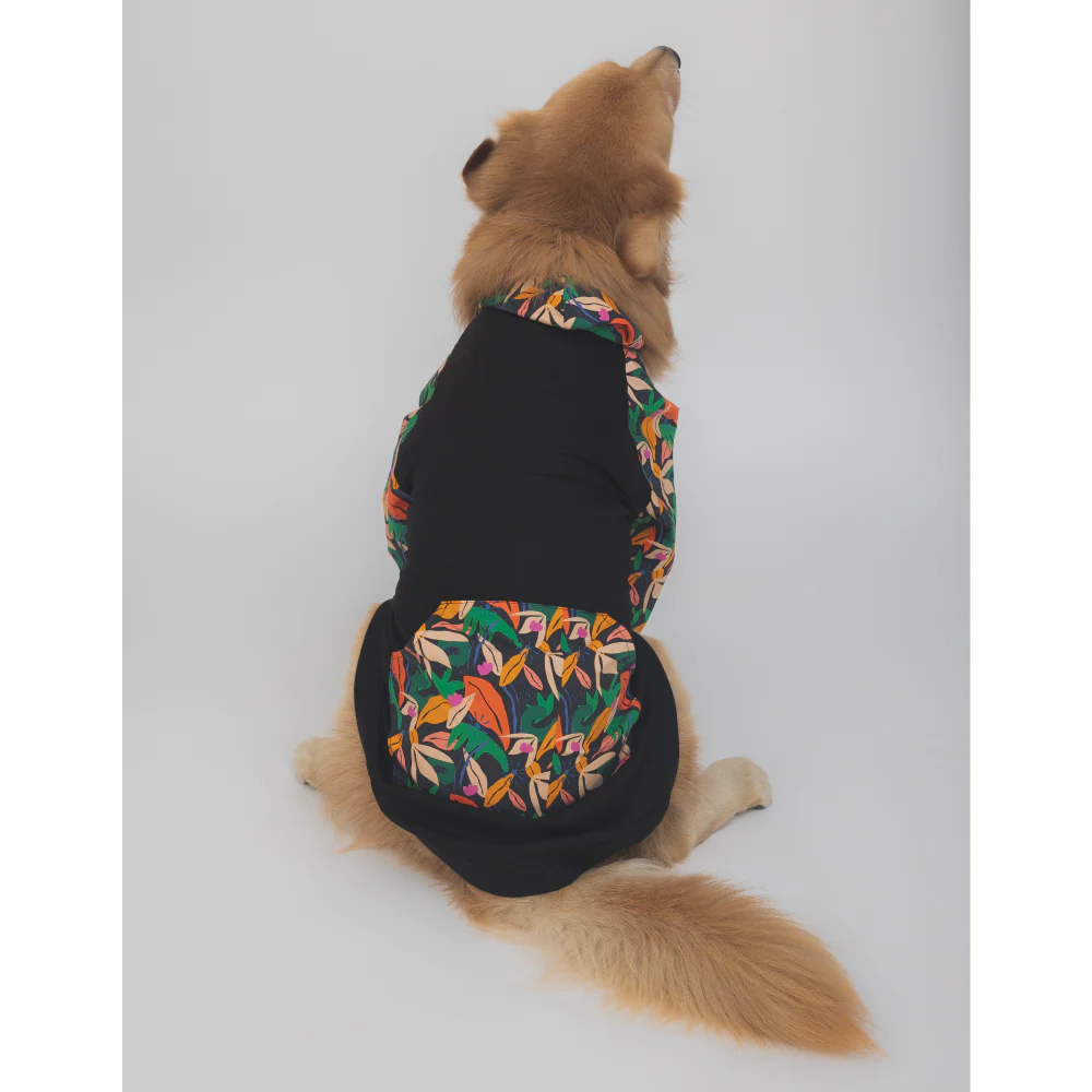The Papaw Cartel Tropical Bomber Shacket for Dogs (Black) - Image 3