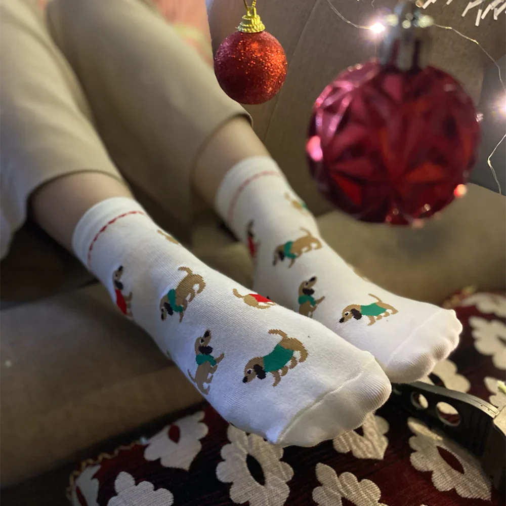 thePack Dog Themed Ankle Length Bundle Socks (Red & Cream) - Image 3