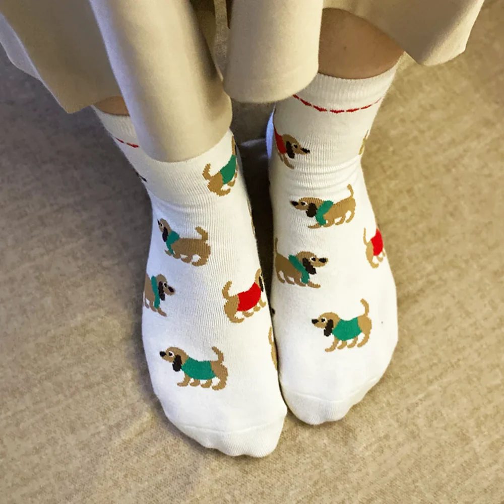 thePack Dog Themed Ankle Length Bundle Socks (Red & Cream) - Image 4