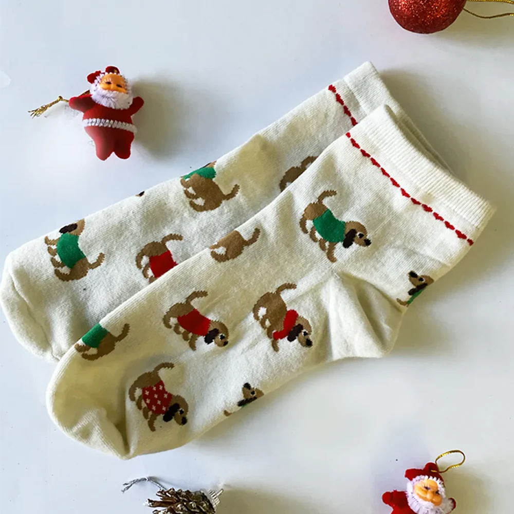 thePack Dog Themed Ankle Length Socks (Cream) - Image 6