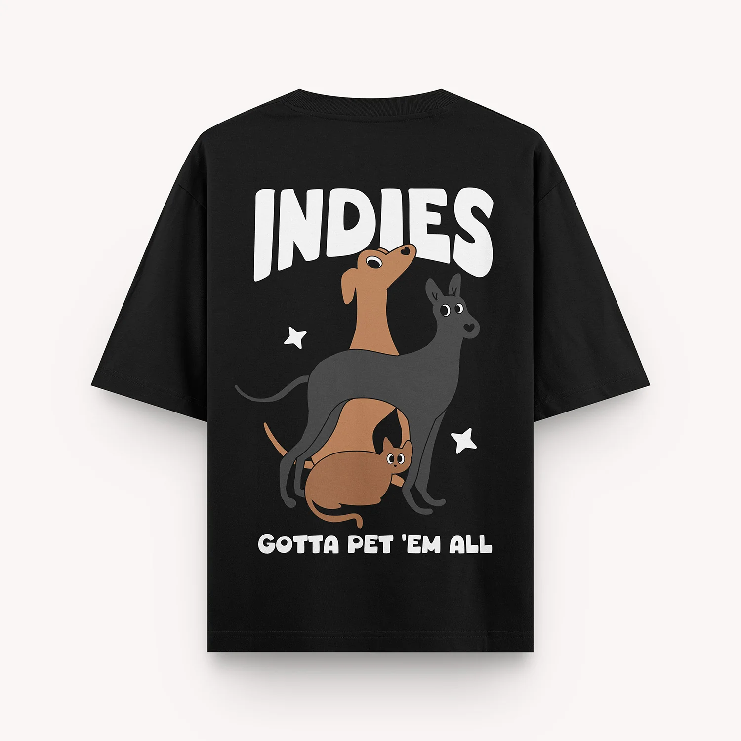thePack Indie Merch Gotta Pet'em All Oversized T Shirt for Men and Women (Black) - Image 2