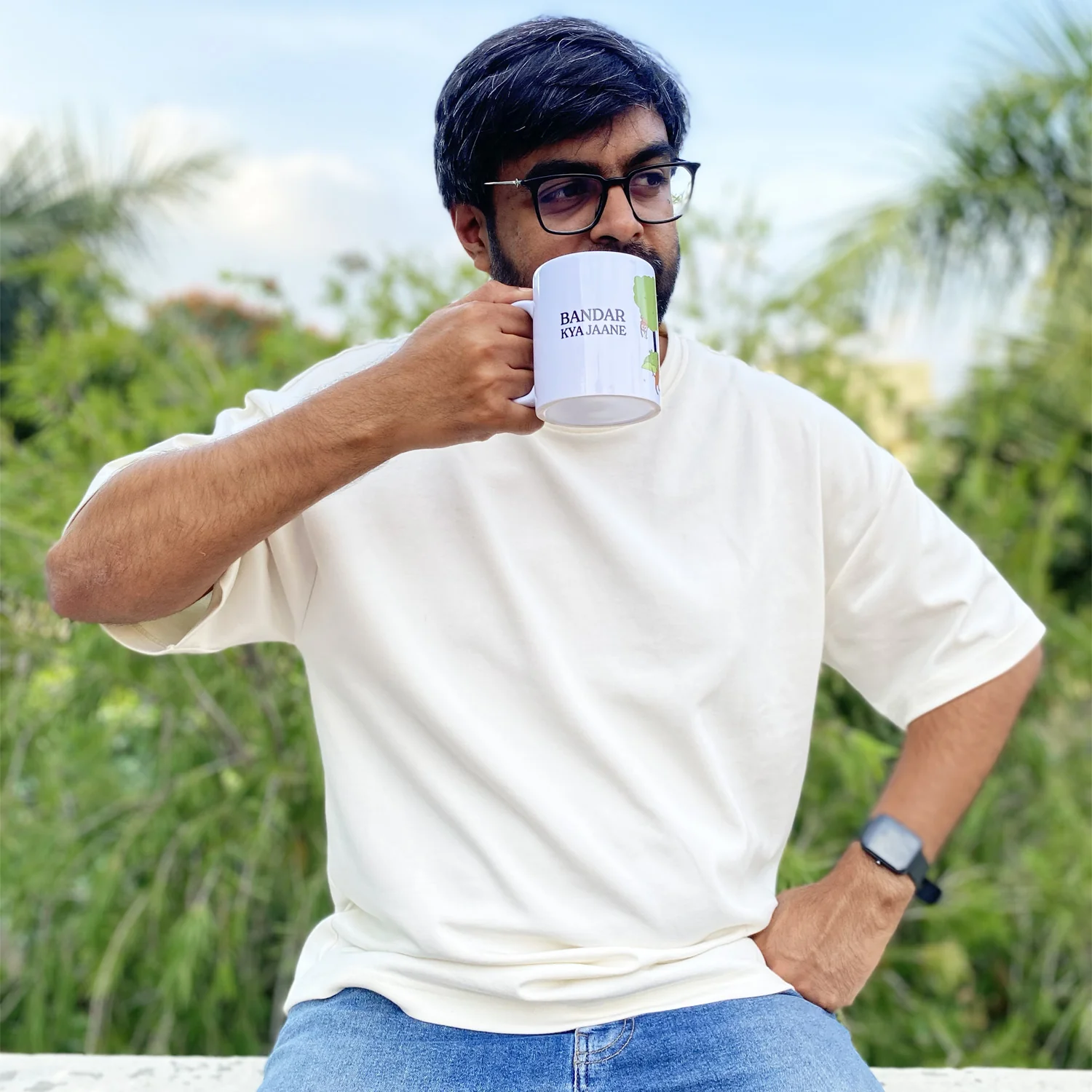 thePack Bandar Kya Jaane Ceramic Coffee Mug (White) - Image 3