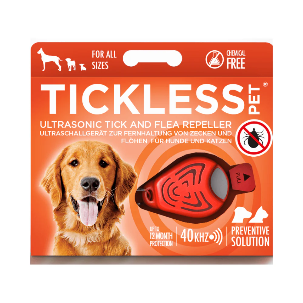 Tickless Ultrasonic Tick and Flea Repeller Pendant for Dogs and Cats (Orange) - Image 2