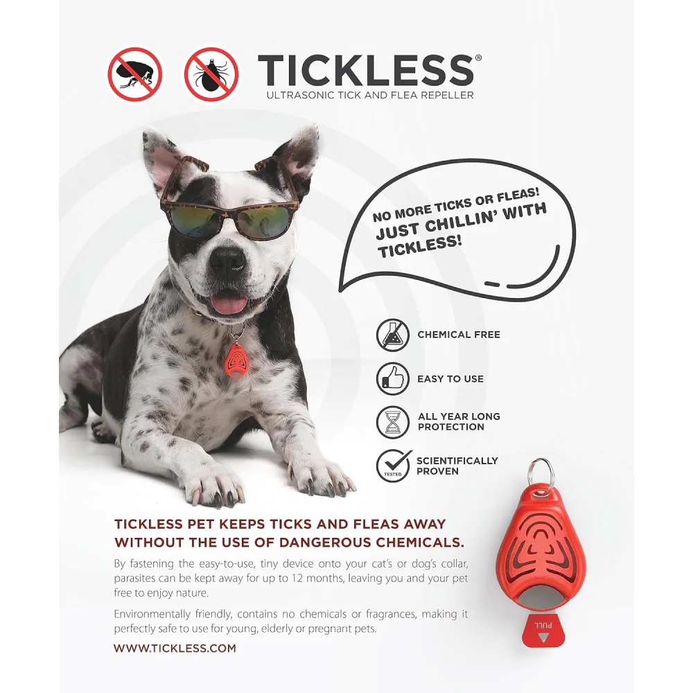 Tickless Ultrasonic Tick and Flea Repeller Pendant for Dogs and Cats (Orange) - Image 3