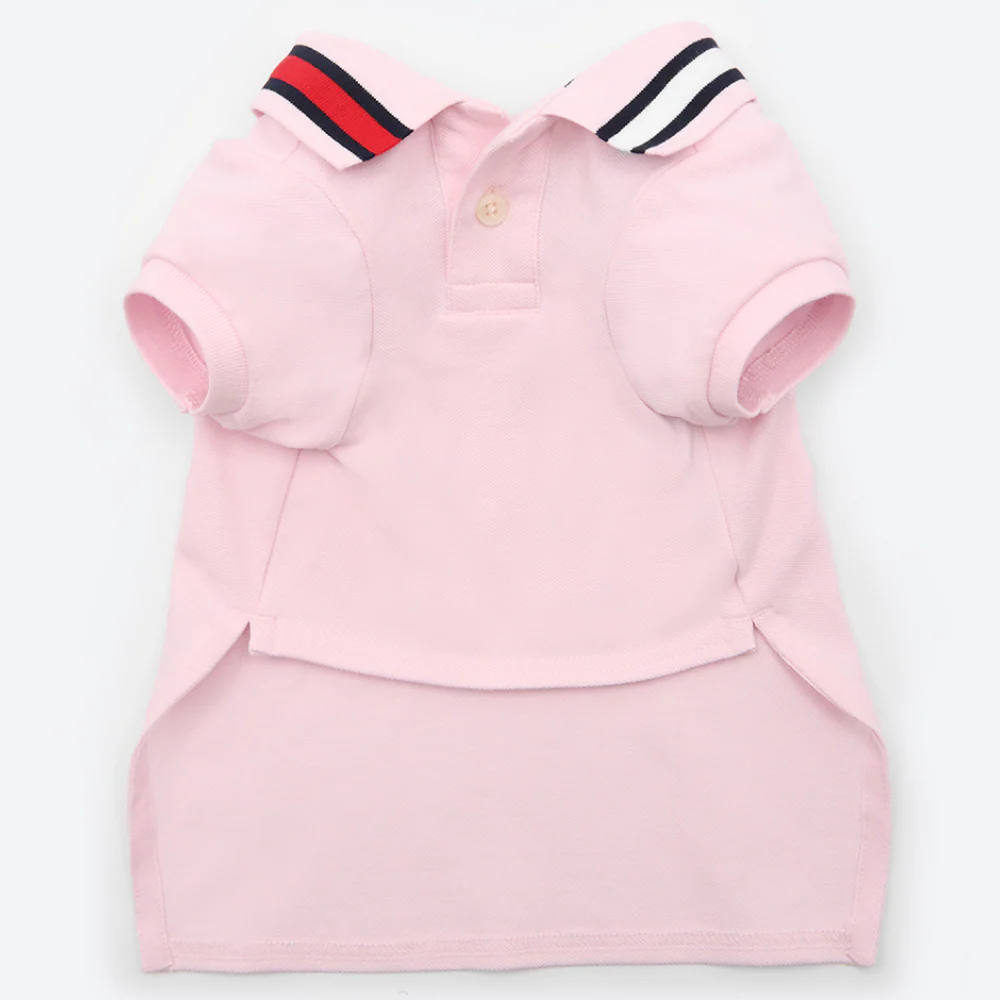 Tommy Hilfiger Flag Collar and Cluff Polo Tshirt for Dogs (Light Pink)