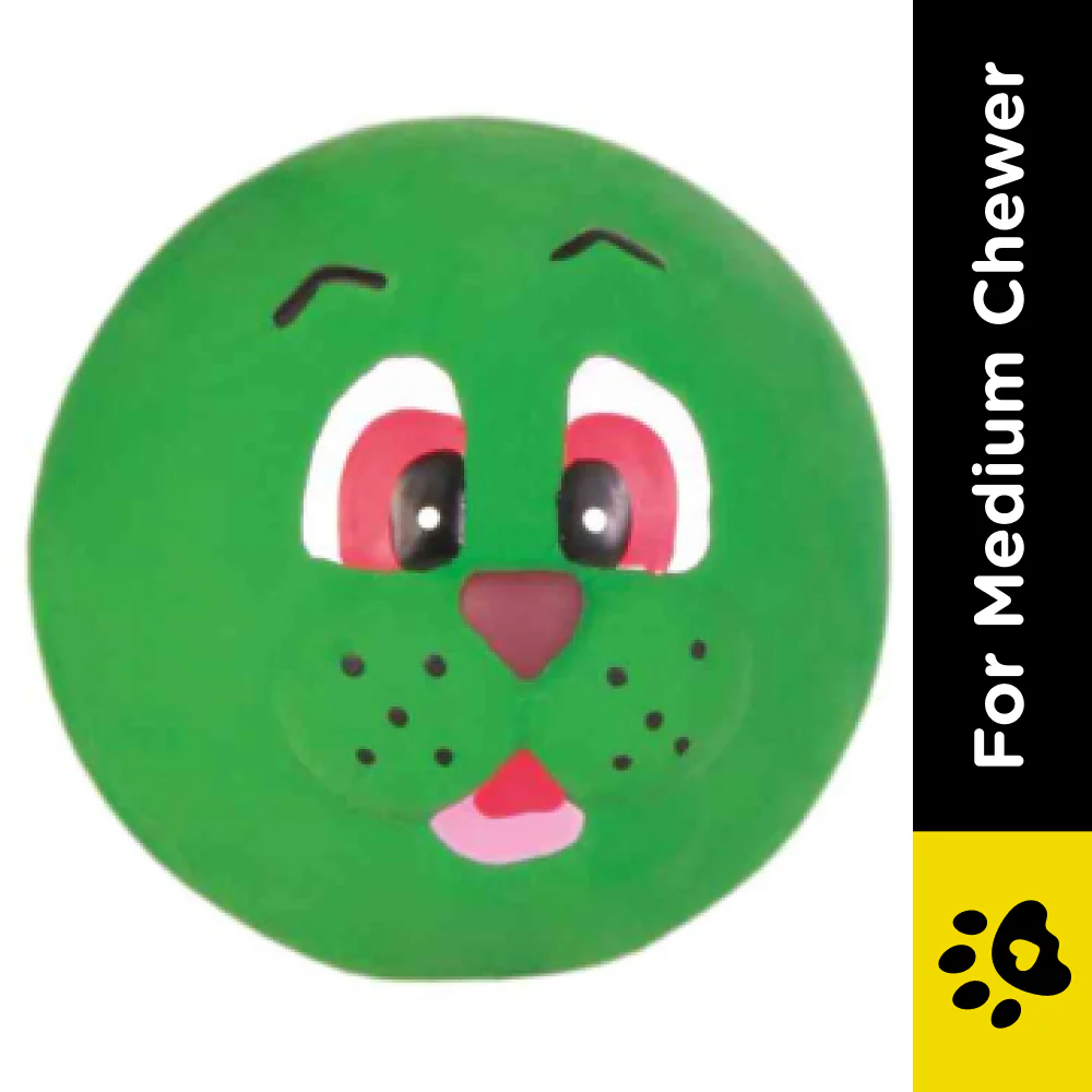 Trixie Animal Faces Latex Ball Toy for Dogs (Green) - Image 2
