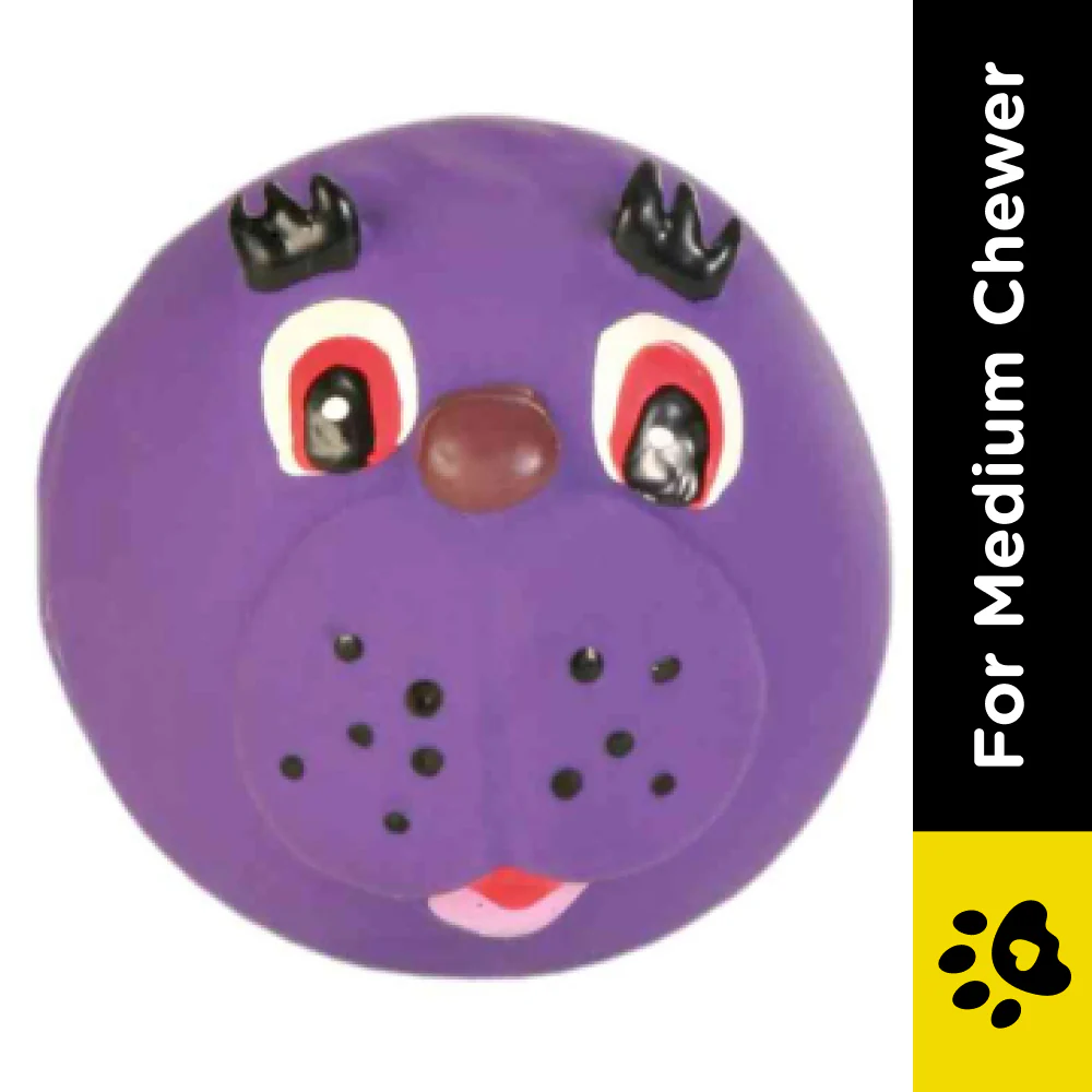 Trixie Animal Faces Latex Ball Toy for Dogs (Purple) - Image 2