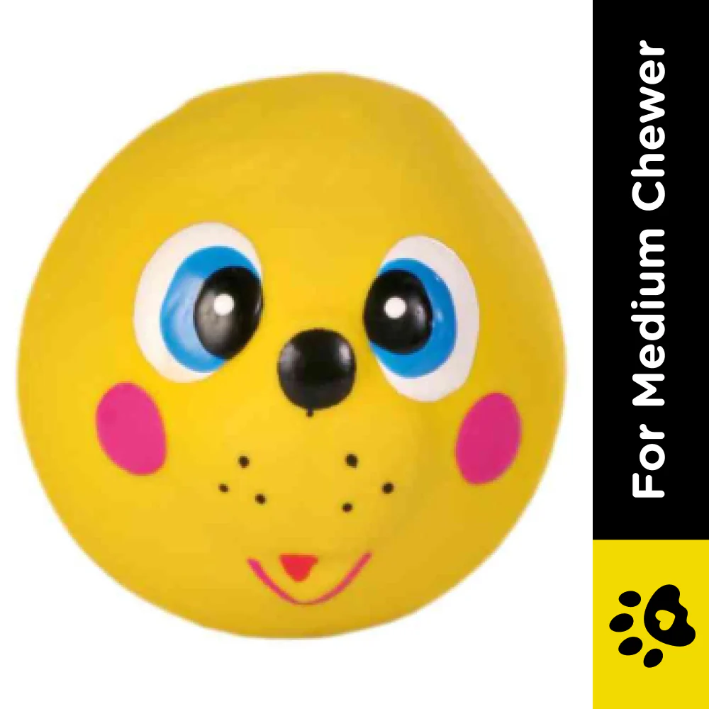 Trixie Animal Faces Latex Ball Toy for Dogs (Yellow) - Image 2
