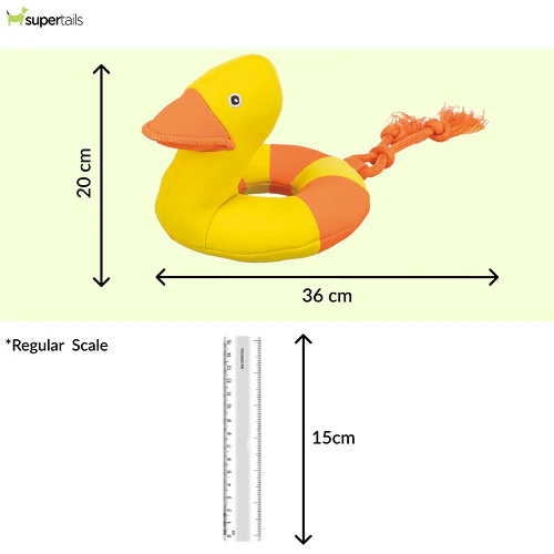 Trixie Aqua Duck on a Rope Toy for Dogs (Yellow) - Image 2