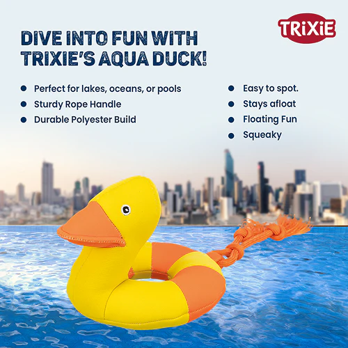 Trixie Aqua Duck on a Rope Toy for Dogs (Yellow) - Image 3