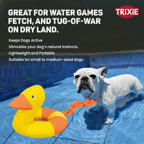 Trixie Aqua Duck on a Rope Toy for Dogs (Yellow) - Image 5