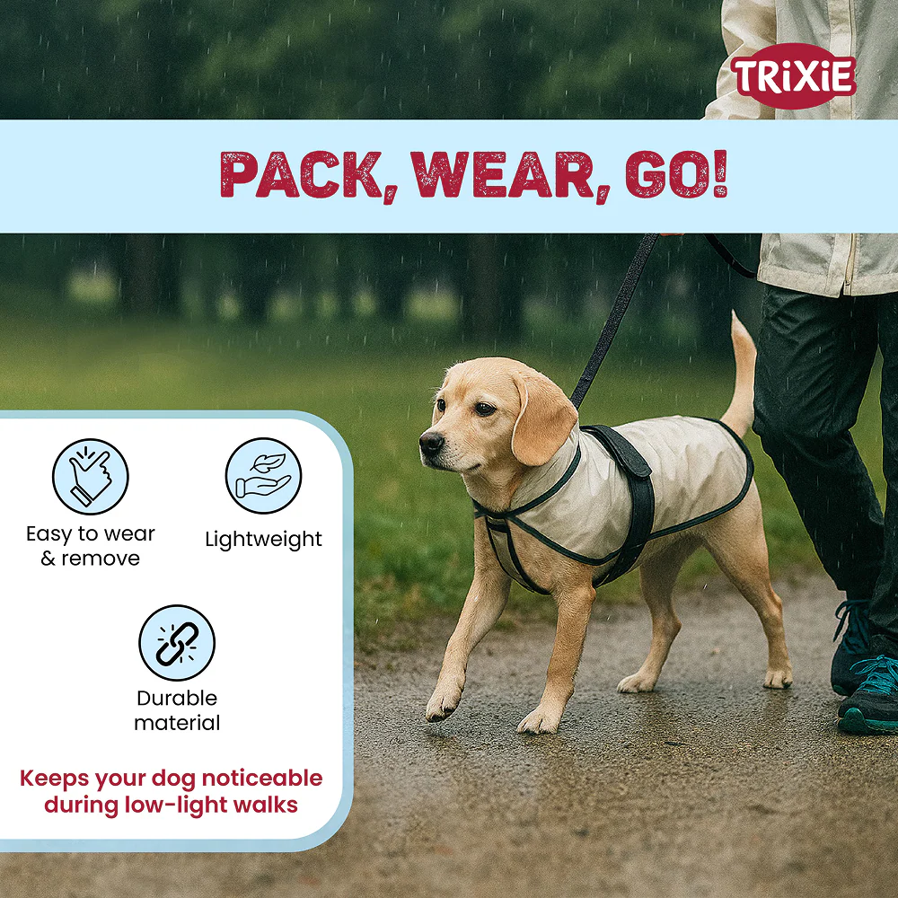 Trixie Piping Transparent Raincoat for Dogs (Black) - Image 6