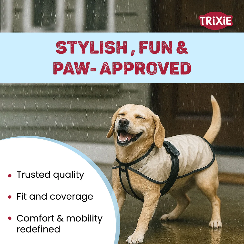 Trixie Piping Transparent Raincoat for Dogs (Black) - Image 7