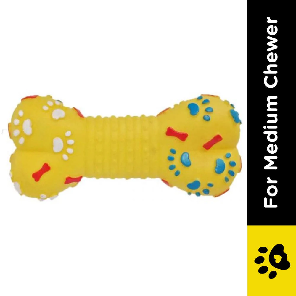 Trixie Bone Vinyl Toy for Dogs (Yellow) - Image 2
