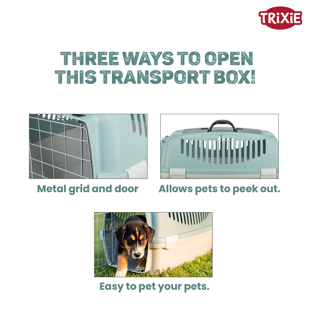 Trixie Capri 3 Open Top Carrier for Dogs and Cats (light grey/sage) - Image 2