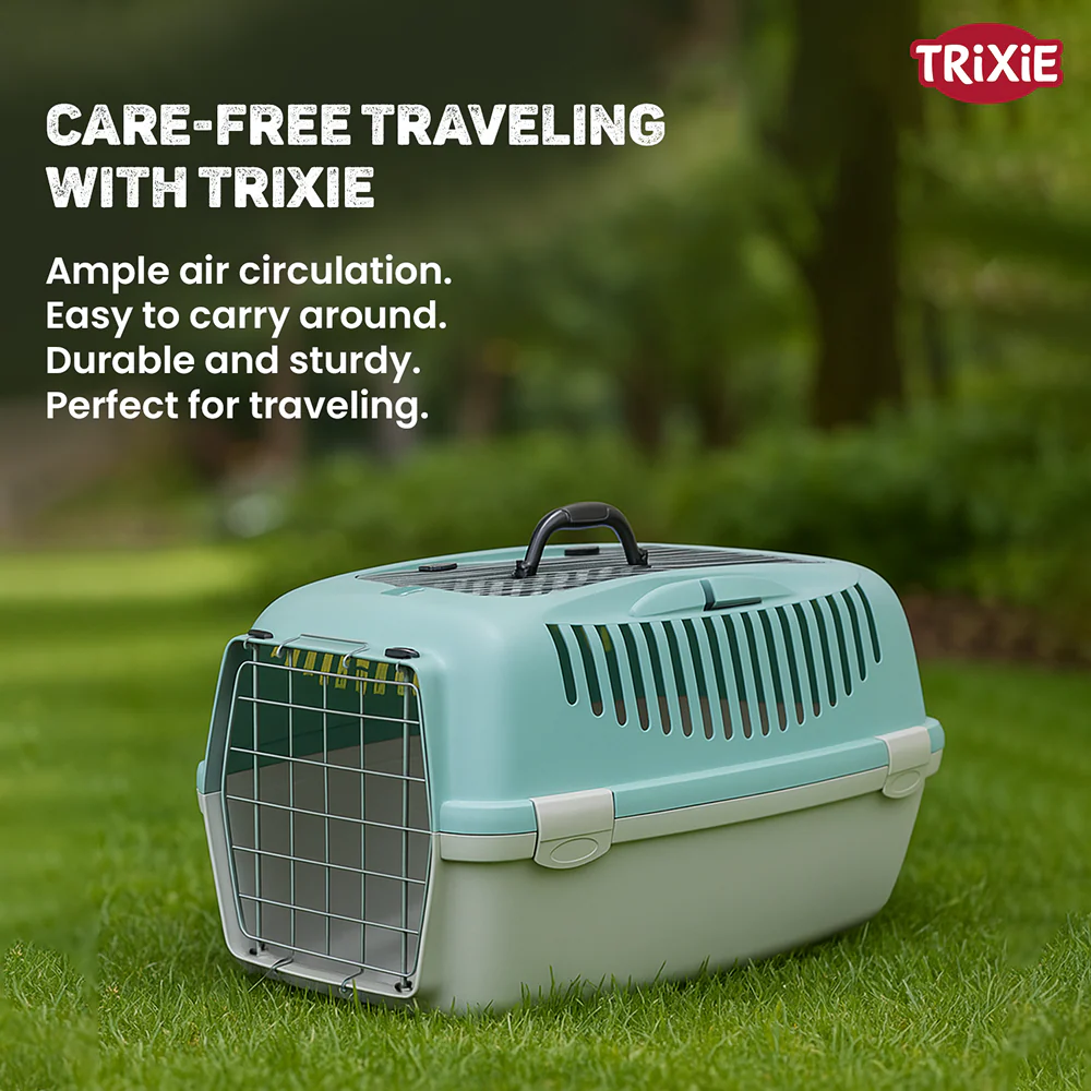 Trixie Capri 3 Open Top Carrier for Dogs and Cats (light grey/sage) - Image 4