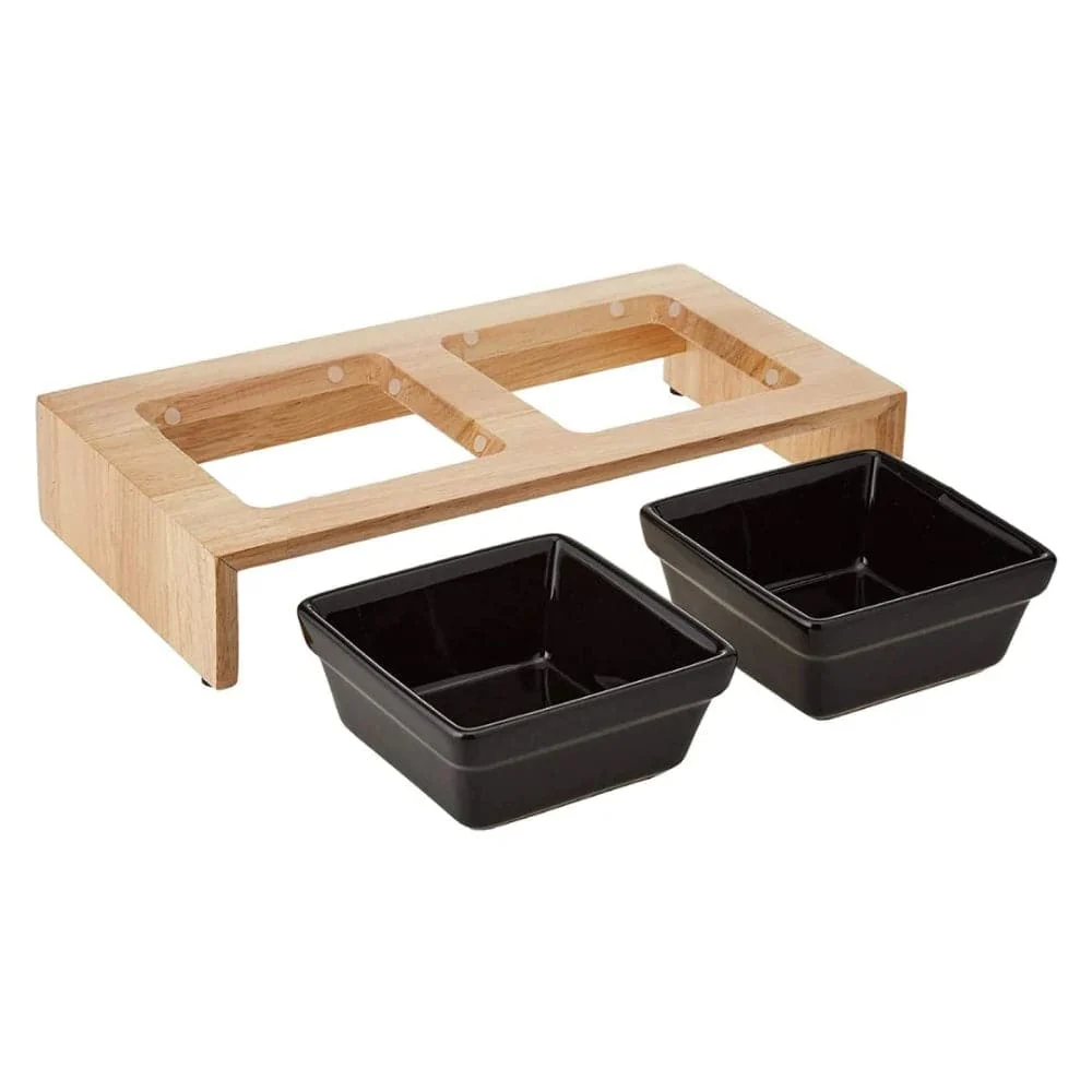Trixie Ceramic Feeding Bowl with Wooden Stand for Dogs and Cats (Set of 2) - Image 3