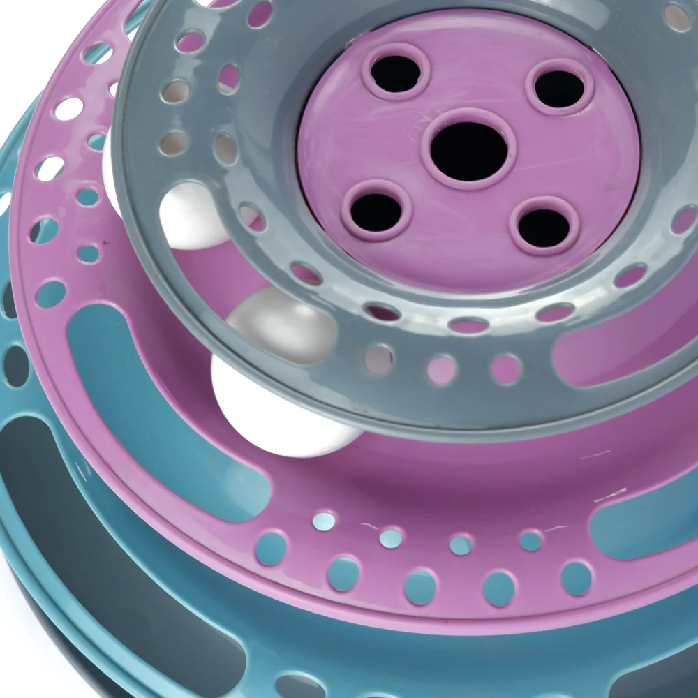 Trixie Circle Tower Catch the Balls Interactive Toy for Cats (Grey/Pink/Blue) - Image 3