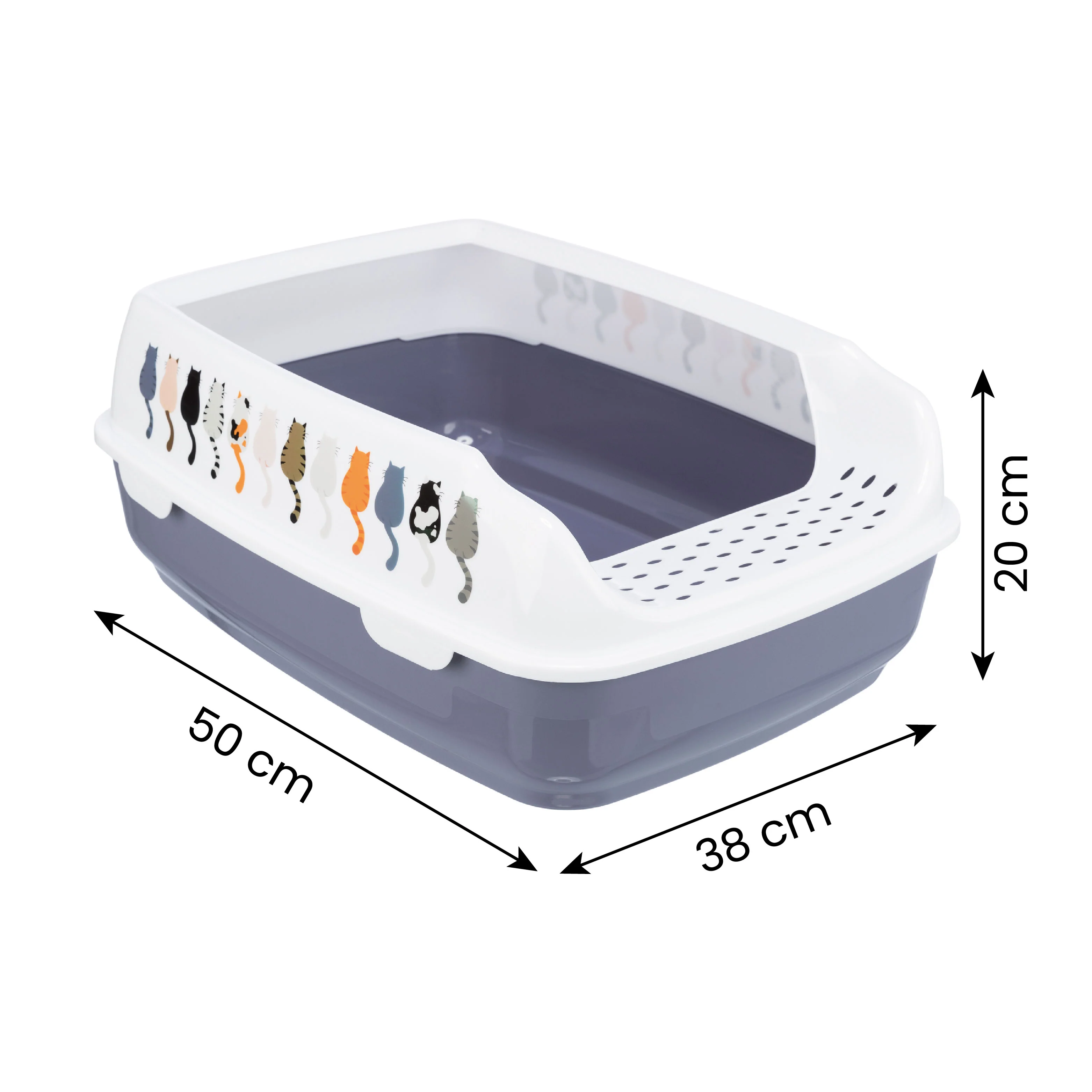 Trixie Delio Litter Tray with Rim for Cats (Grey/White) - Image 7